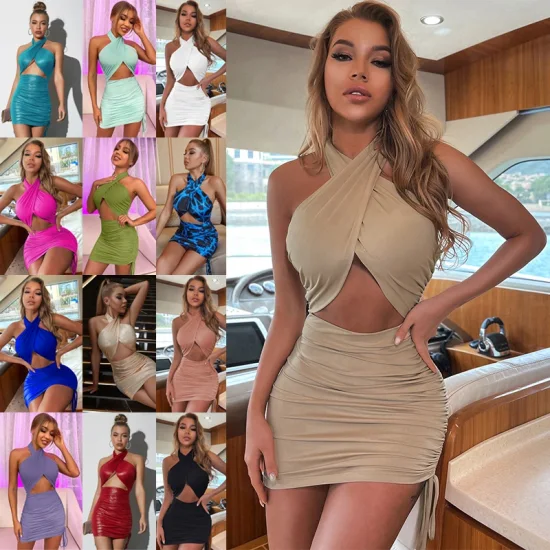 Китайский производитель Оптовая продажа на заказ Mini Ropa Vestidos De Mujer Party Сексуальная вечерняя ночная одежда Бинты Женская модная одежда Новый дизайн Женское платье